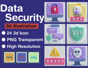 Sécurité des données Pack 3D Icon
