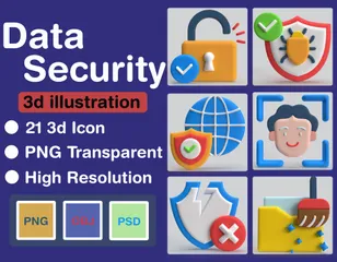 Sécurité des données Pack 3D Icon