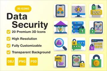 Sécurité des données 3D Icon Pack
