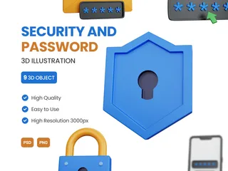 Sécurité et mot de passe Pack 3D Icon