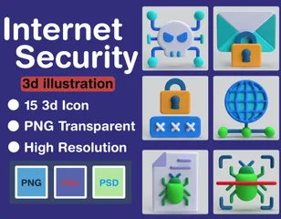 La sécurité sur Internet Pack 3D Icon