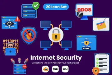 La sécurité sur Internet Pack 3D Icon