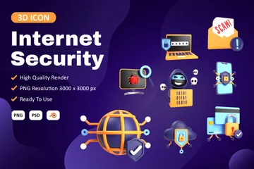 Free La sécurité sur Internet Pack 3D Icon
