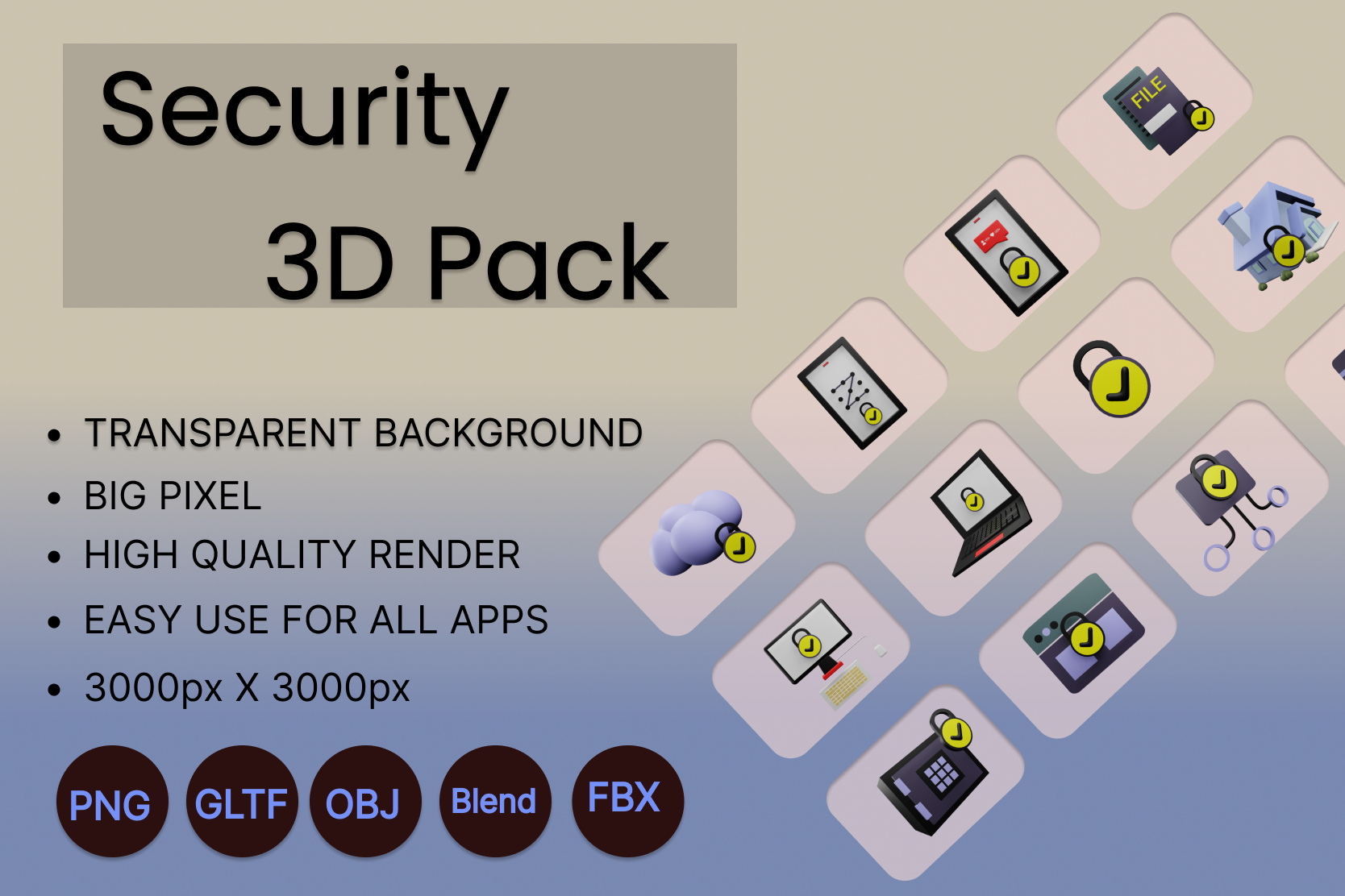 Premium Security 3D Illustration pack from Crime & Security 3D ...