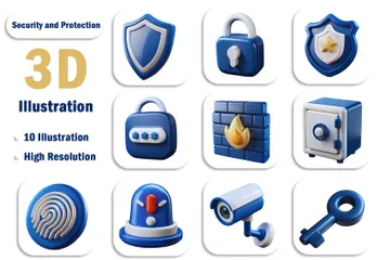セキュリティと保護 3D Iconパック