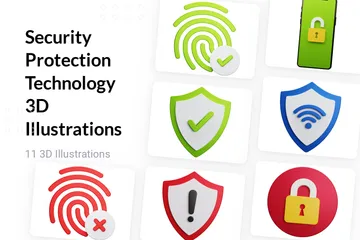 Security Protection Technology 3D Illustration Pack