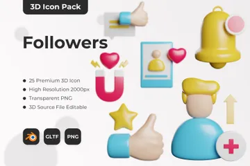 Seguidores Pacote de Icon 3D