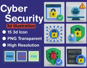 Cíber segurança Pacote de Icon 3D