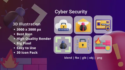 Segurança Cibernética Pacote de Icon 3D