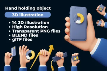 Mão segurando um objeto Pacote de Icon 3D