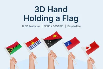 Mão segurando uma bandeira Pacote de Icon 3D