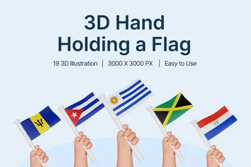 Mão segurando uma bandeira Pacote de Icon 3D