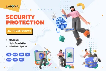 Protección de seguridad Paquete de Illustration 3D