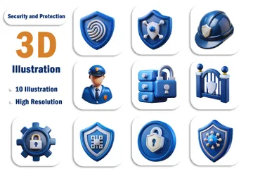 Seguridad y protección Paquete de Icon 3D
