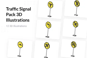 Señal de tráfico Paquete de Illustration 3D