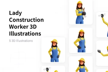 Señora trabajadora de la construcción Paquete de Illustration 3D