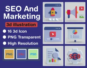 SEO And Marketing 3D Icon Pack