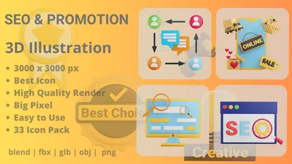 Seo And Promotion 3D Icon Pack