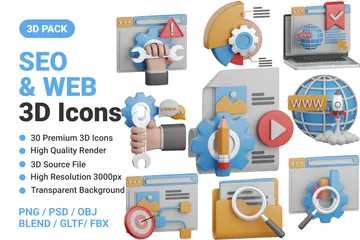 Seo And Web 3D Icon Pack