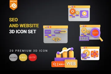 SEOとウェブサイト 3D Iconパック