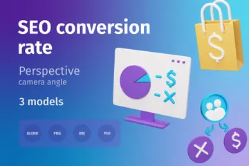 SEO Conversion Rate 3D Icon Pack