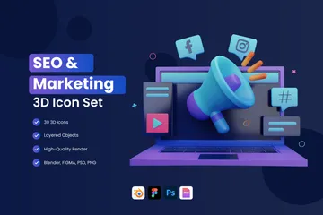 SEO e marketing Pacote de Icon 3D