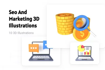 SEO e marketing Pacote de Illustration 3D