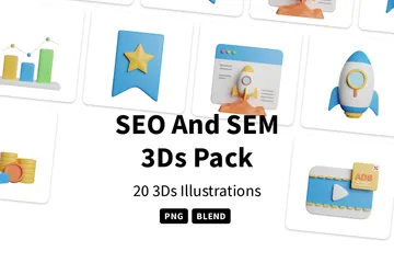 SEO e SEM Pacote de Icon 3D