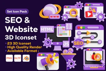 SEO e site Pacote de Icon 3D