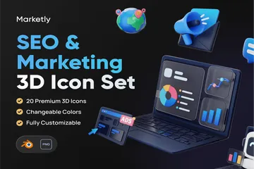 SEO e marketing Pacote de Icon 3D