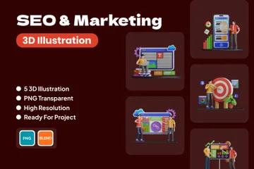 SEO y marketing Paquete de Illustration 3D