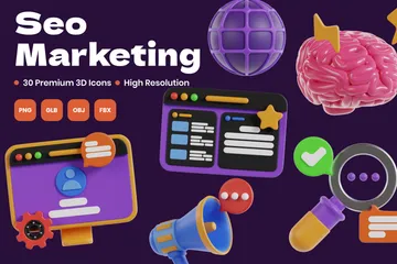 Seo Marketing 3D Icon Pack