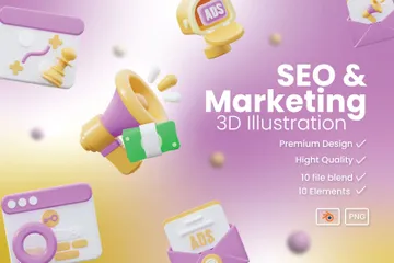 SEO & Marketing 3D Icon Pack