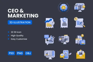 SEO e marketing digital 3D Icon Pack