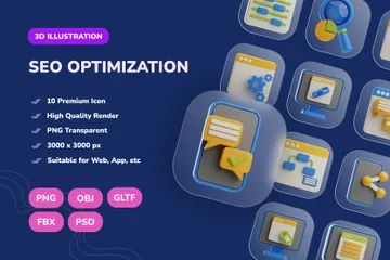 Seo Optimisation 3D Icon Pack