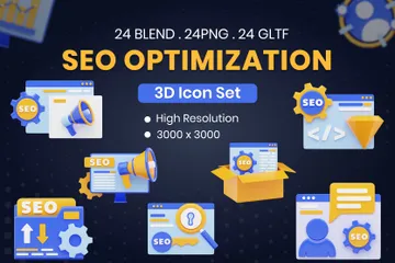 Seo Optimization 3D Icon Pack