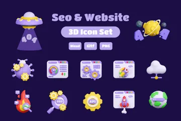 SEO e site Pacote de Icon 3D