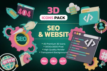 SEO e site Pacote de Icon 3D