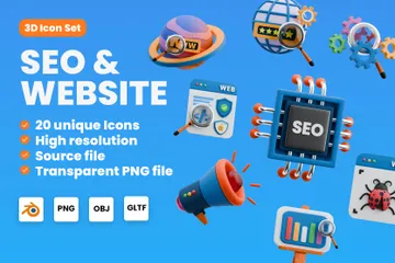 SEO e site Pacote de Icon 3D