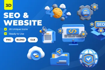 SEO y sitio web Paquete de Icon 3D