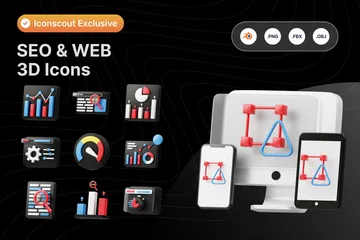Seo e Web Pacote de Icon 3D