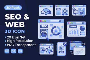 SEO y Web Paquete de Icon 3D