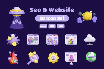 SEO 및 웹사이트 3D Icon 팩