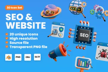 Seo & Website 3D Icon Pack