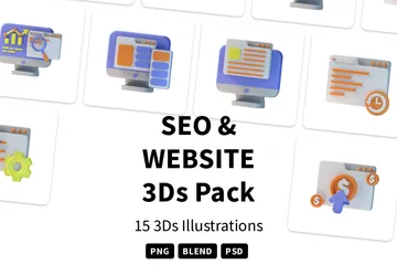 SEO 및 웹사이트 3D Icon 팩