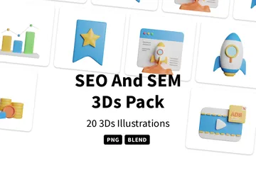 SEO y SEM Paquete de Icon 3D