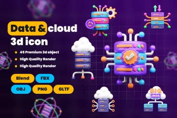 Serveur de données et cloud Pack 3D Icon