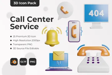 Service de centre d'appels Pack 3D Icon