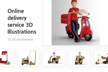 Service de livraison en ligne Pack 3D Illustration
