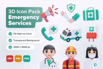 Services d'urgence 3D Icon Pack